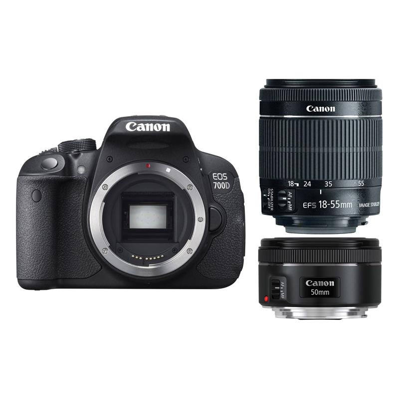 Canon EOS 700D + 18-55mm IS STM + 50mm f/1.8 Kit